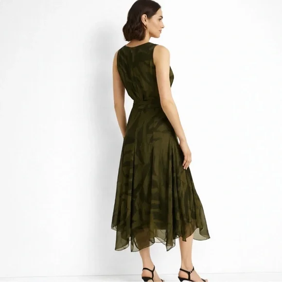 Lauren Ralph Lauren Green Midi Dress NWT Size 16 Fit & Flare - Picture 2 of 12
